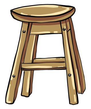 Tahta sandalye, illüstrasyon, beyaz arkaplanda vektör