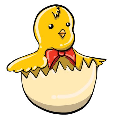 Yumurtalı tavuk, illüstrasyon, beyaz arkaplanda vektör