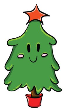 Noel ağacı, illüstrasyon, beyaz arkaplanda vektör