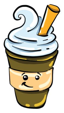 Kahve dondurması, illüstrasyon, beyaz arka planda vektör.