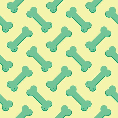 Şirin kemik, sarı arka planda pürüzsüz desen..