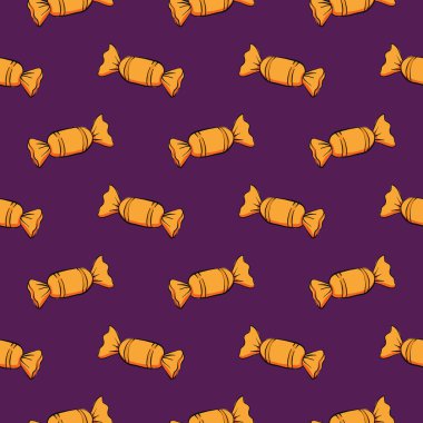 Tatlı şeker, mor arka planda pürüzsüz desen.