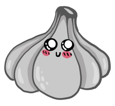 Küçük gri sarımsak, illüstrasyon, beyaz arkaplanda vektör