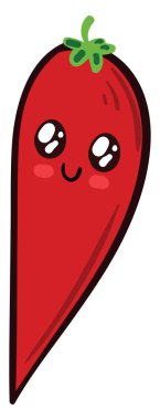 Sevimli kırmızı biber, illüstrasyon, beyaz arkaplanda vektör