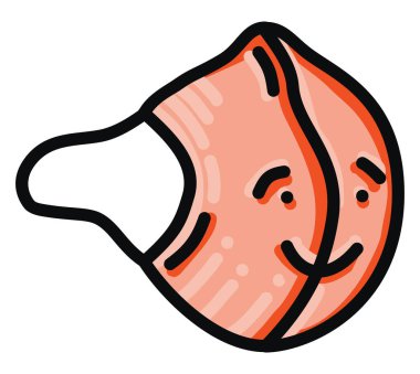 Kırmızı tıbbi maske, illüstrasyon, beyaz arkaplanda vektör