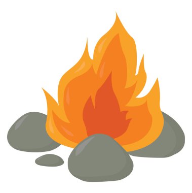 Ateş kampı, illüstrasyon, beyaz arkaplan vektörü