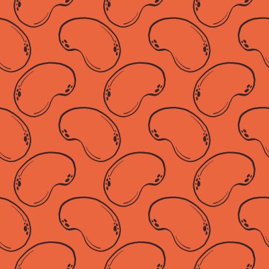 Küçük fasulyeler, kırmızı arka planda pürüzsüz desen..