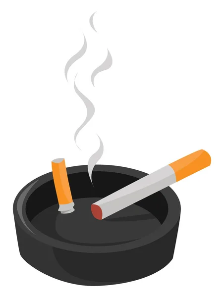 Sigaretten Asbak Illustratie Vector Witte Achtergrond — Stockvector