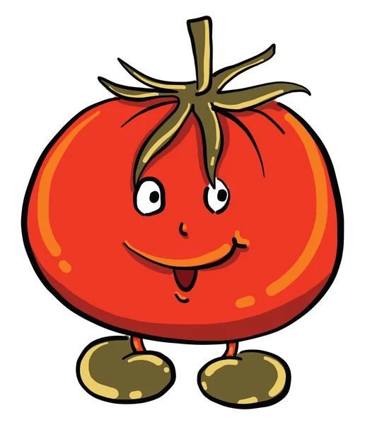 Joyeux Tomate Rouge Illustration Vecteur Sur Fond Blanc — Image vectorielle
