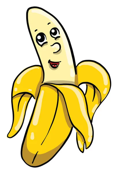 Banana Com Olhos Ilustração Vetor Sobre Fundo Branco — Vetor de Stock