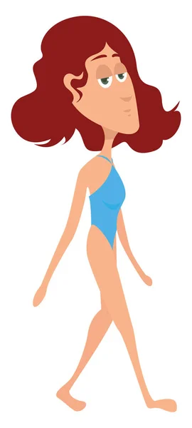 Girl Swimsuit Illustration Vector White Background — Stock Vector