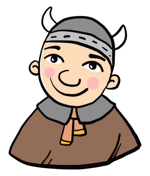 Viking Αγόρι Χαμογελά Εικονογράφηση Διάνυσμα Λευκό Φόντο — Διανυσματικό Αρχείο