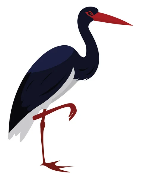 Black Stork Illustration Vector White Background — Stock Vector