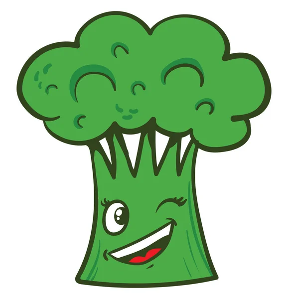 Blinkande Broccoli Illustration Vektor Vit Bakgrund — Stock vektor