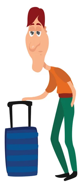 Man Suitcase Illustration Vector White Background — Stock Vector