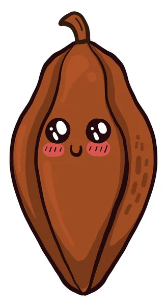Happy Cacao Bean Ilustrasi Vektor Pada Latar Belakang Putih - Stok Vektor