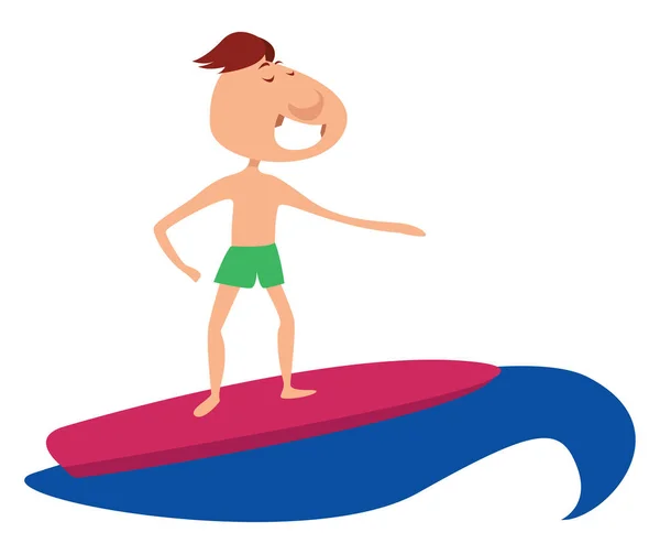 Çocuk Sörfü Illüstrasyon Beyaz Arka Plan Vektörü — Stok Vektör