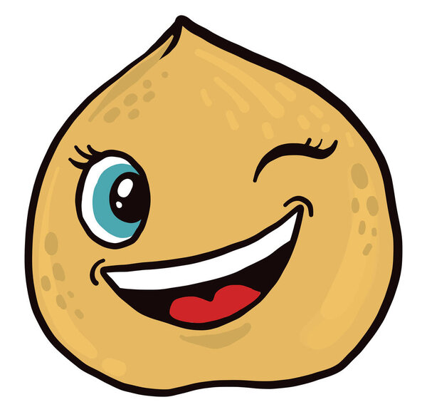 Winking chickpea, illustration, vector on white background