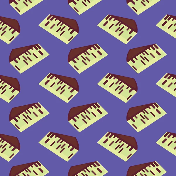 Schokolade Pistazienkuchen Nahtlose Muster Auf Lila Hintergrund — Stockvektor
