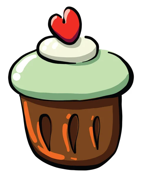 Groene Cupcake Illustratie Vector Witte Achtergrond — Stockvector