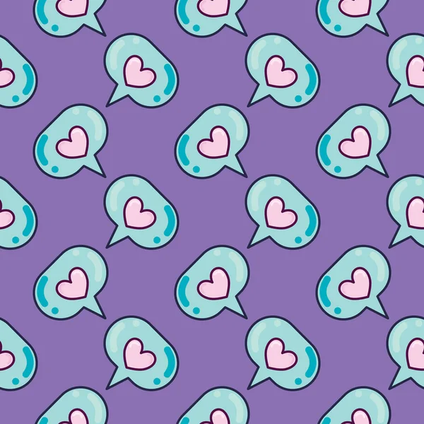 Heart Bubble Seamless Pattern Purple Background — Stock Vector