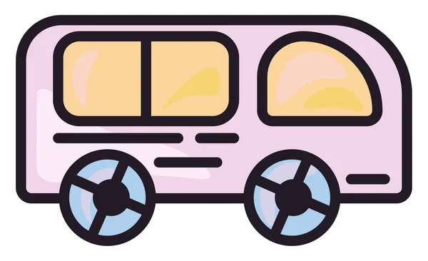 Schattig Roze Busje Illustratie Vector Witte Achtergrond — Stockvector