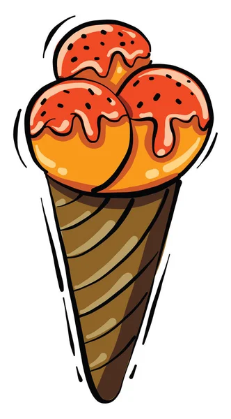 Delicioso Sorvete Cone Ilustração Vetor Fundo Branco — Vetor de Stock