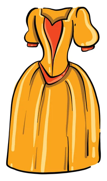 Vestido Amarillo Grande Ilustración Vector Sobre Fondo Blanco — Vector de stock