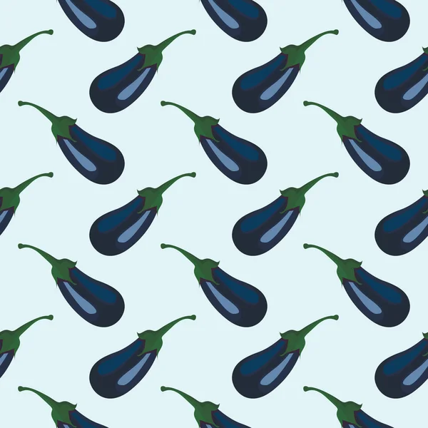 Aubergine Bleue Motif Sans Couture Sur Fond Bleu — Image vectorielle