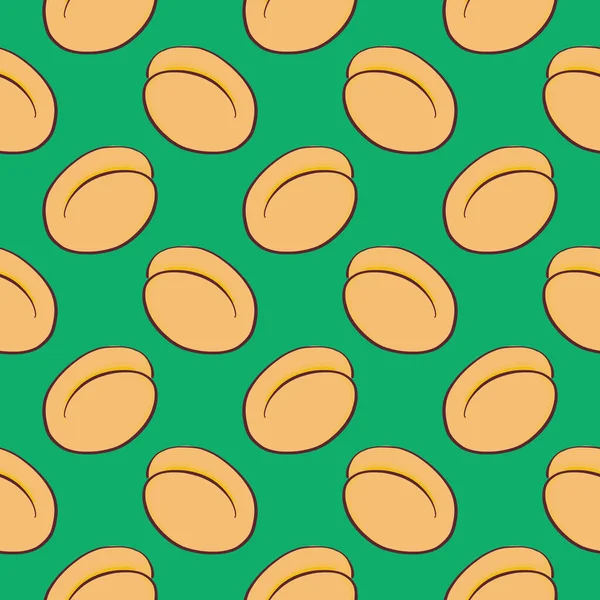 Ripe Apricot Seamless Pattern Green Background — Stock Vector