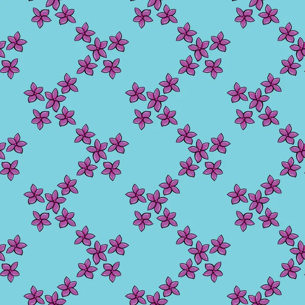 Petites Fleurs Violettes Motif Sans Couture Sur Fond Bleu — Image vectorielle