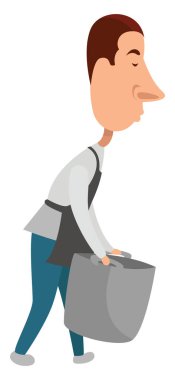 Ağır kovalı adam, illüstrasyon, beyaz arka planda vektör