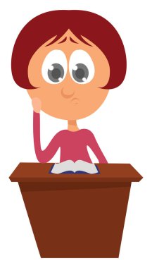 Ödev yapan kız, illüstrasyon, beyaz arkaplan üzerinde vektör