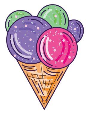 Renkli dondurma, illüstrasyon, beyaz arkaplanda vektör