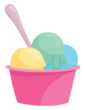 Fincanda dondurma, resimleme, beyaz arkaplanda vektör