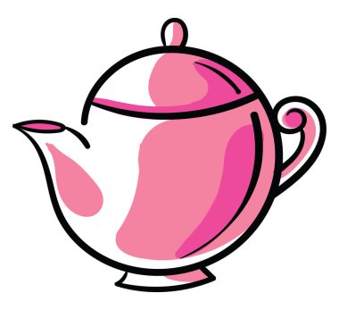 Pembe çaydanlık, illüstrasyon, beyaz arkaplanda vektör