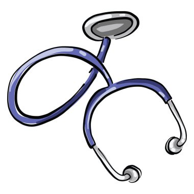 Mavi steteskop, illüstrasyon, beyaz arkaplanda vektör