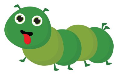 Yeşil larva, illüstrasyon, beyaz arkaplanda vektör