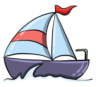 Küçük gemi, illüstrasyon, beyaz arkaplanda vektör