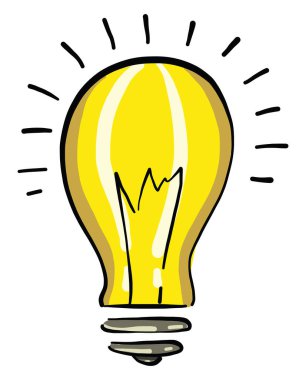 Sarı ampul, illüstrasyon, beyaz arkaplan üzerindeki vektör