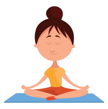 Kız meditasyonu, illüstrasyon, beyaz arkaplanda vektör