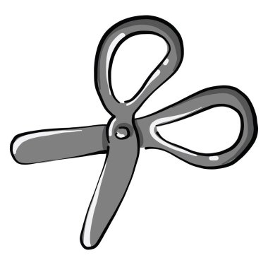 Metal makas, illüstrasyon, beyaz arkaplan üzerindeki vektör