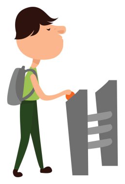 Metrodaki adam, illüstrasyon, beyaz arka plandaki vektör.