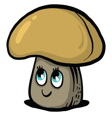 Sarı mantar, illüstrasyon, beyaz arkaplanda vektör