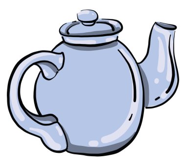 Mavi çaydanlık, illüstrasyon, beyaz arkaplanda vektör