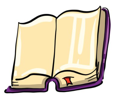 Açık kitap, illüstrasyon, beyaz arkaplan vektörü