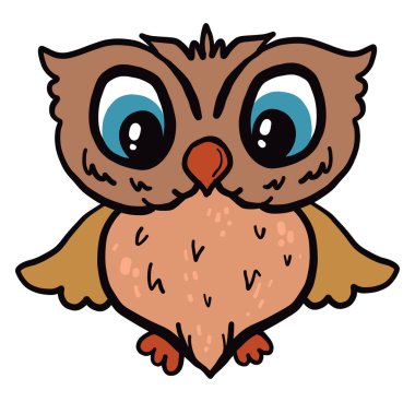 Korkak baykuş, illüstrasyon, beyaz arkaplan üzerindeki vektör