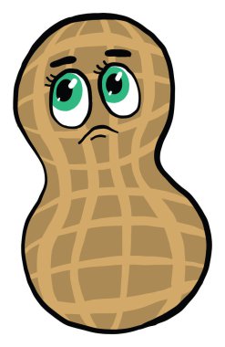 Üzgün fıstık, illüstrasyon, beyaz arkaplanda vektör