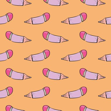 Pembe kalemler, turuncu arka planda pürüzsüz desenler..