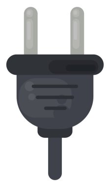 Siyah elektrik prizi, illüstrasyon, beyaz arkaplan üzerindeki vektör
